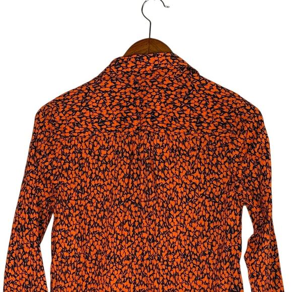 J. Crew Tulip Popover Long Sleeve Collard Half Button Up Shirt S Blue Orange - Picture 5 of 15